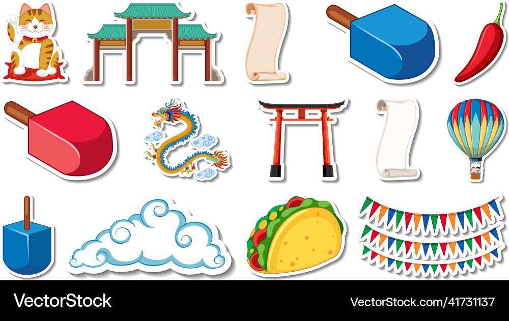 Set of different traditional objects Set of different traditional objects vector image