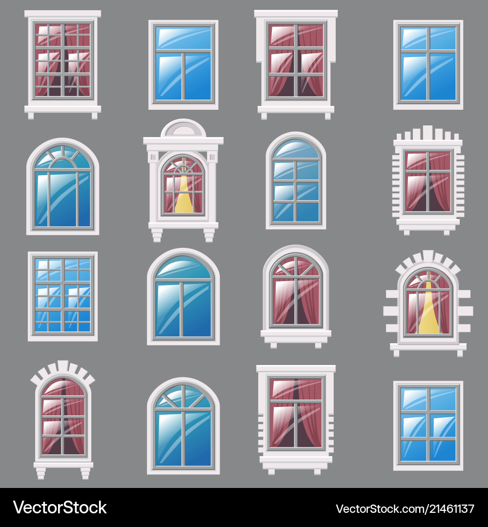 Set of different windows element for architecture Set of different windows element for architecture vector image