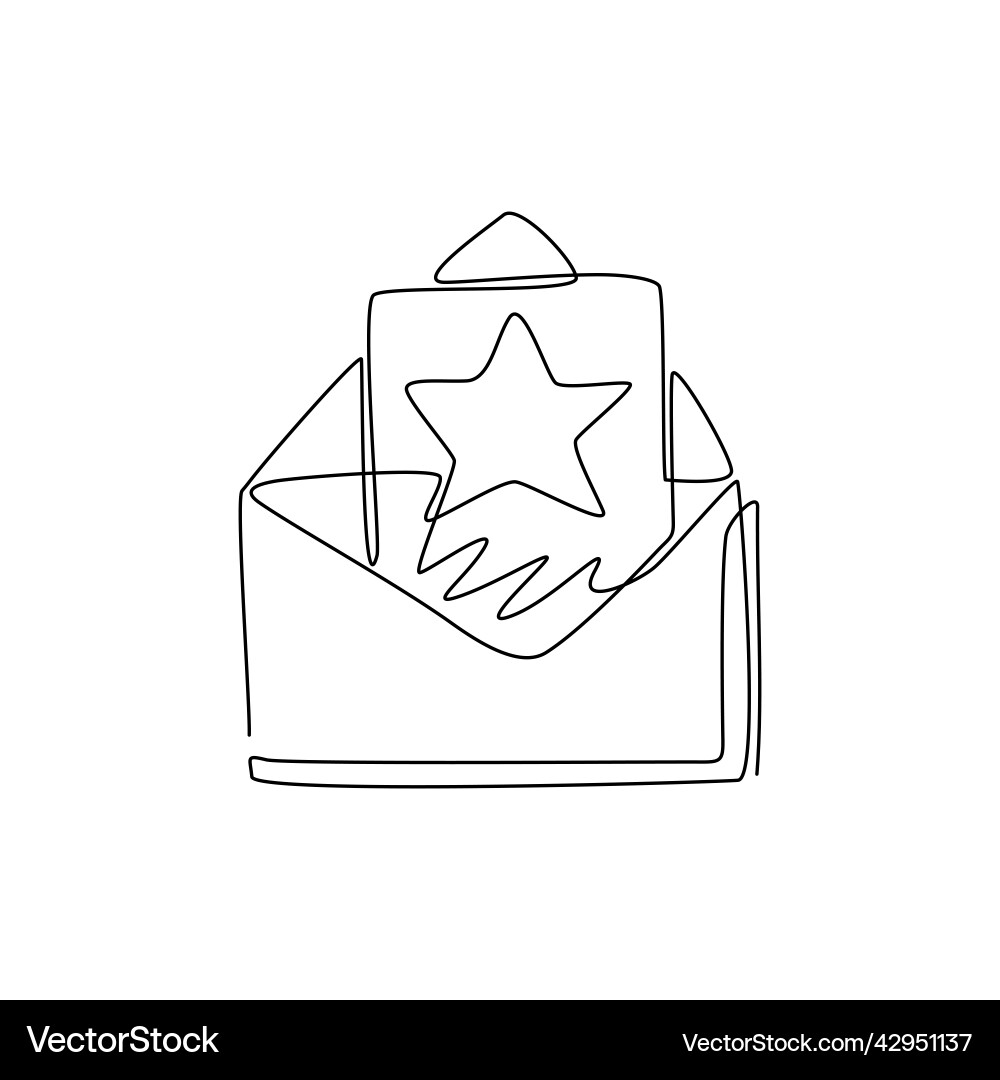 Single one line drawing opened mail envelope Single one line drawing opened mail envelope vector image