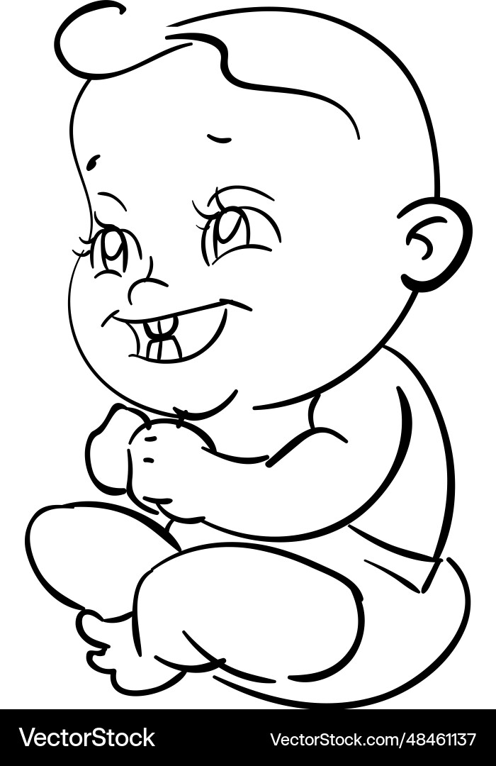 Sitting toddler drawing linear baby care symbol Sitting toddler drawing linear baby care symbol vector image