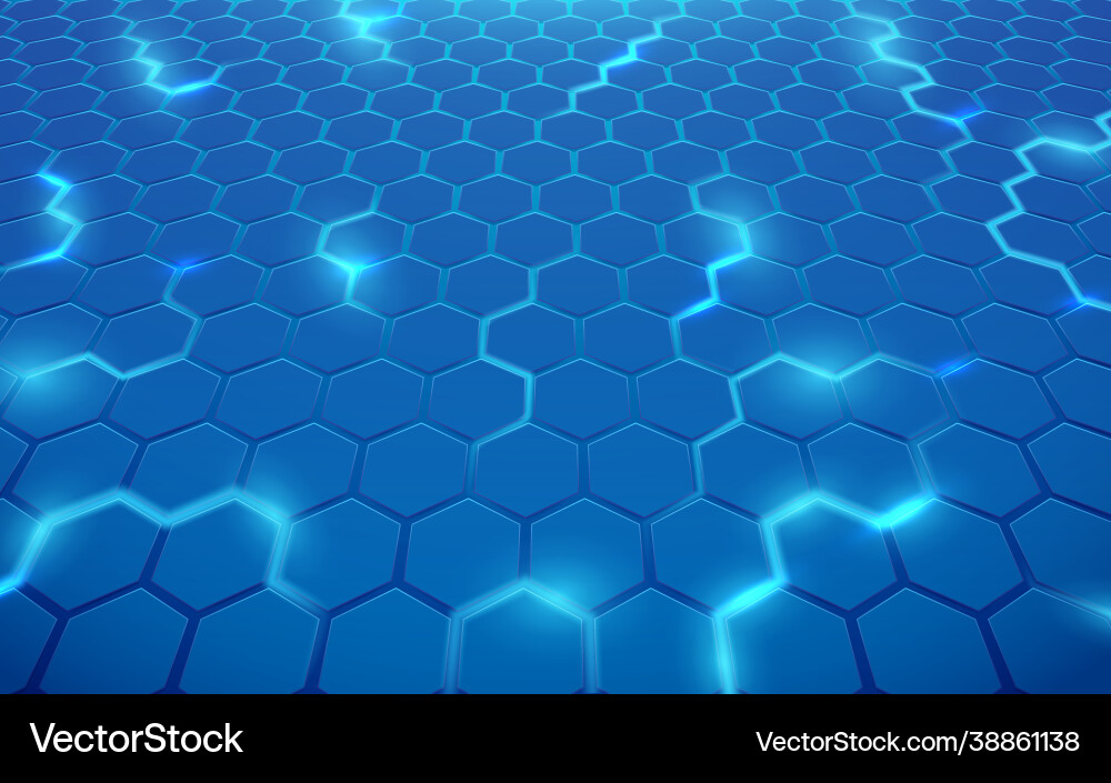 Abstract Blue Lines Hexagon Geometric Design Royalty Free Vector