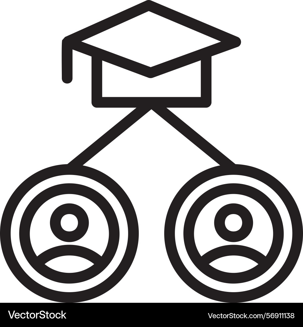 Alumni network linear style icon design vector image