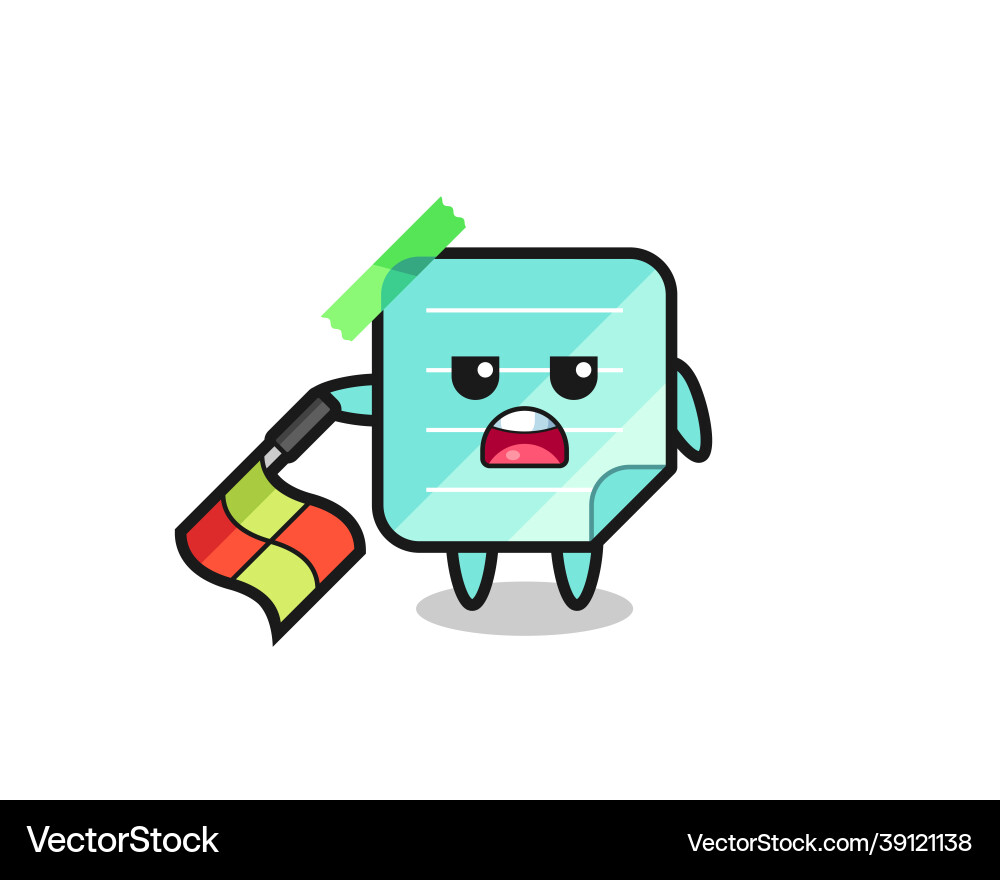 Blue sticky notes character as line judge hold Blue sticky notes character as line judge hold Vector Image