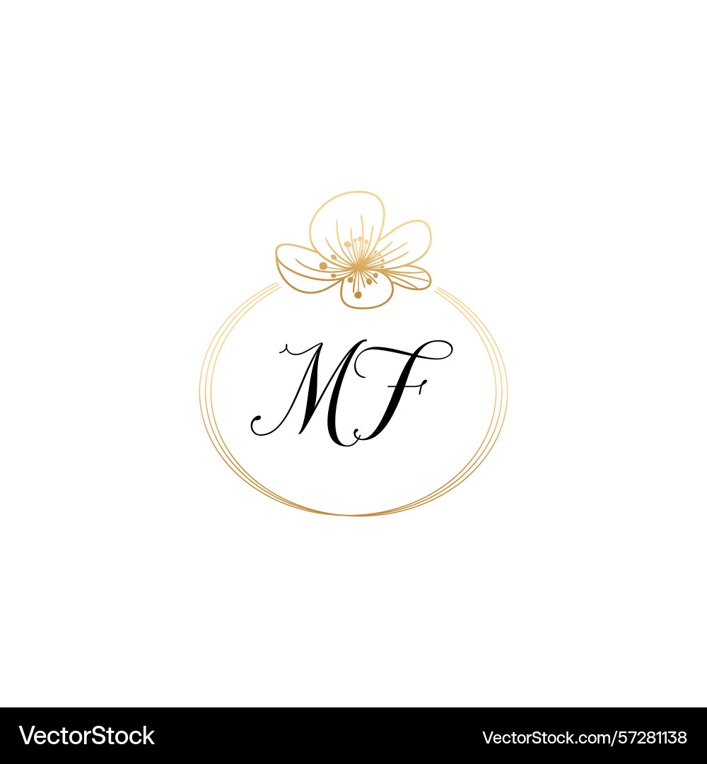 Botanical monogram logos with initial mf Vector Image