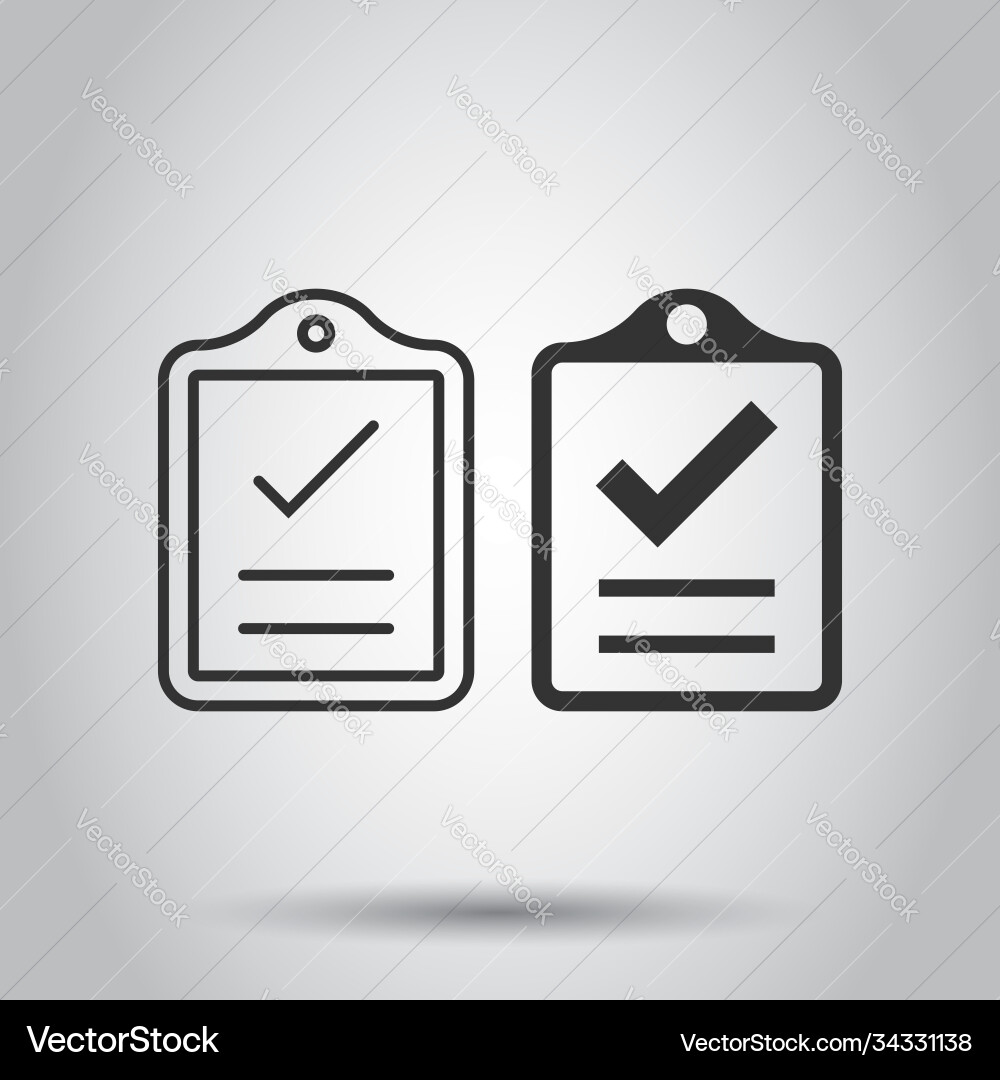 Document checklist icon in flat style report Vector Image