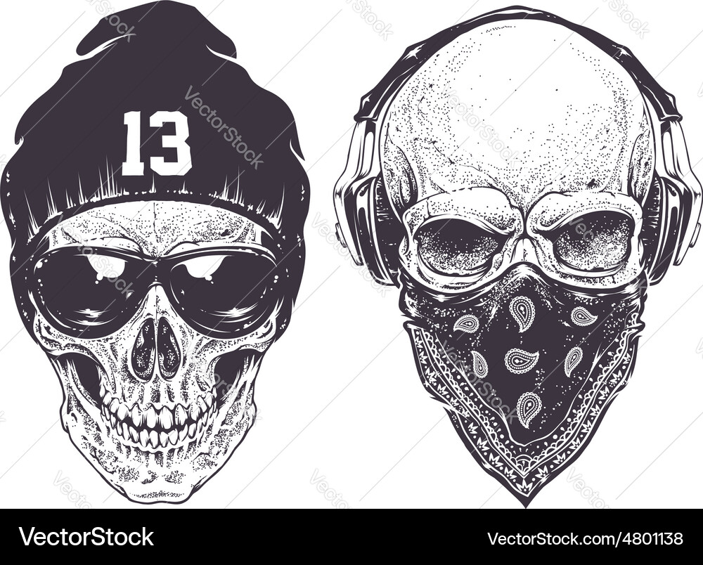 Dotwork Skull Art vector image