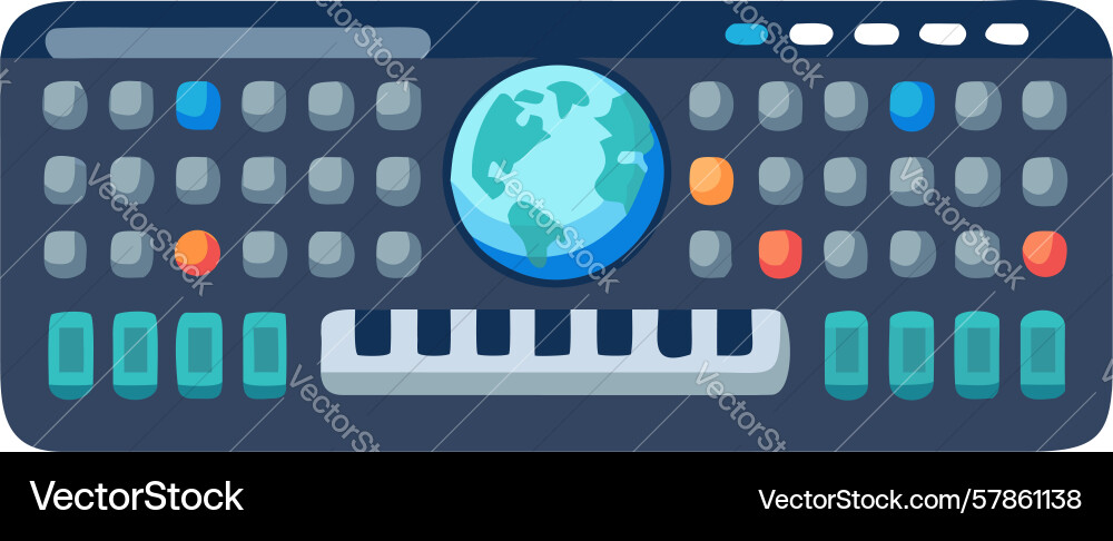 Gaming keyboard with dynamic global map display vector image