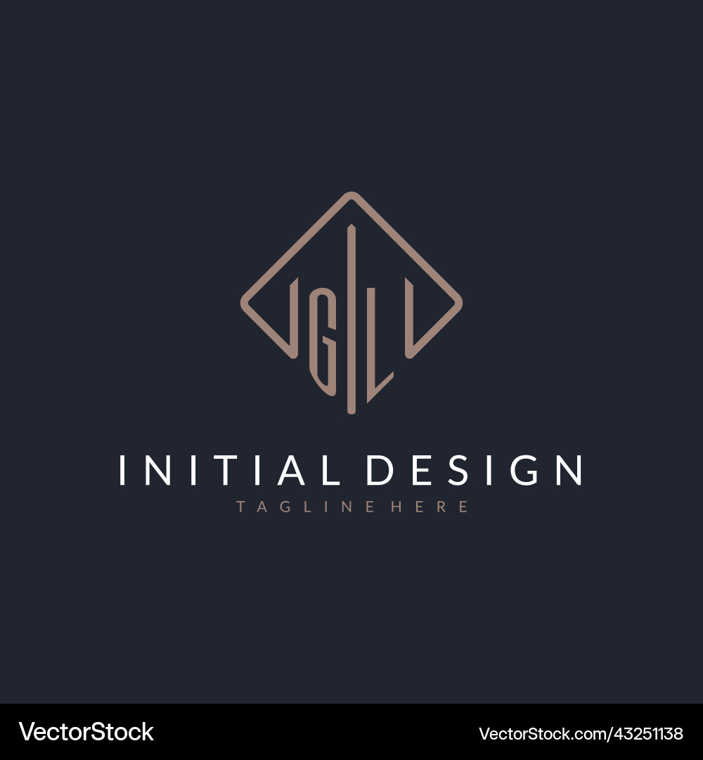 Gl initial logo with curved rectangle style design Gl initial logo with curved rectangle style design vector image