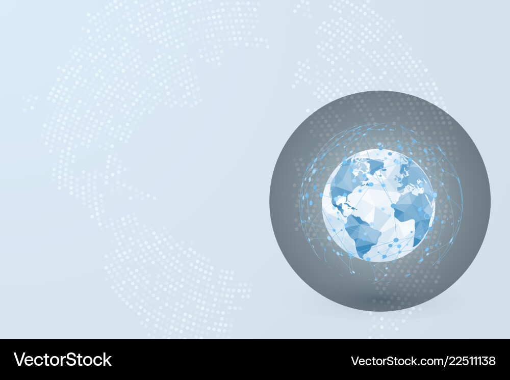 Global network world map point and lines vector image