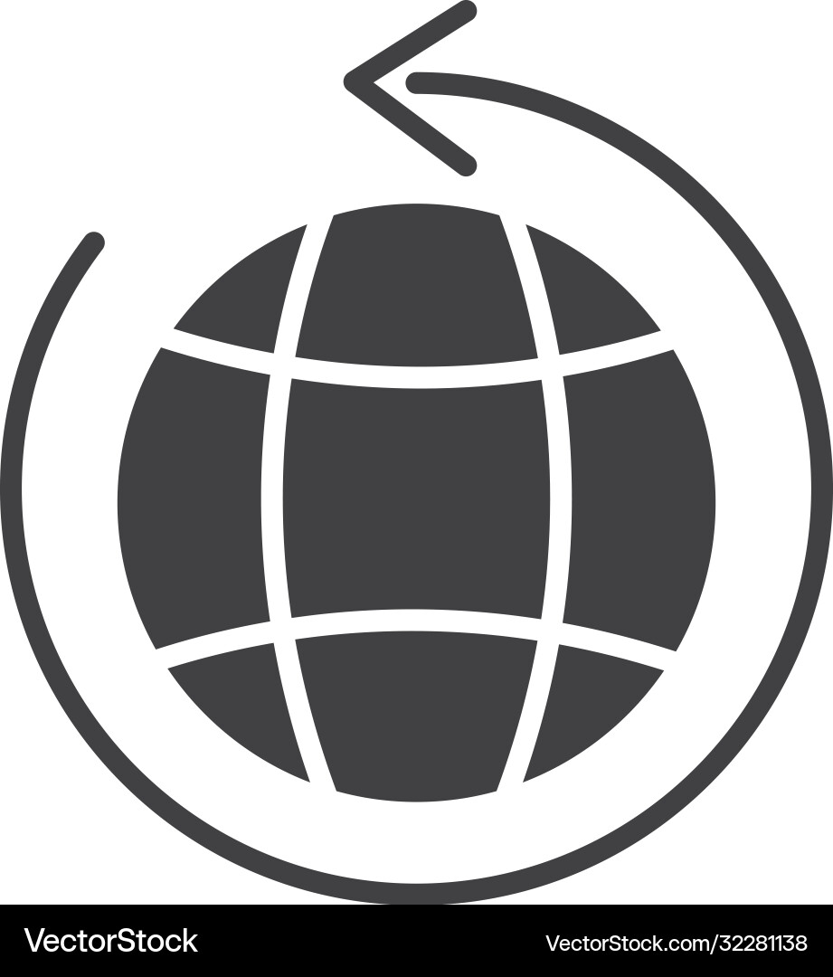 Global sphere with circular arrow around line Global sphere with circular arrow around line vector image