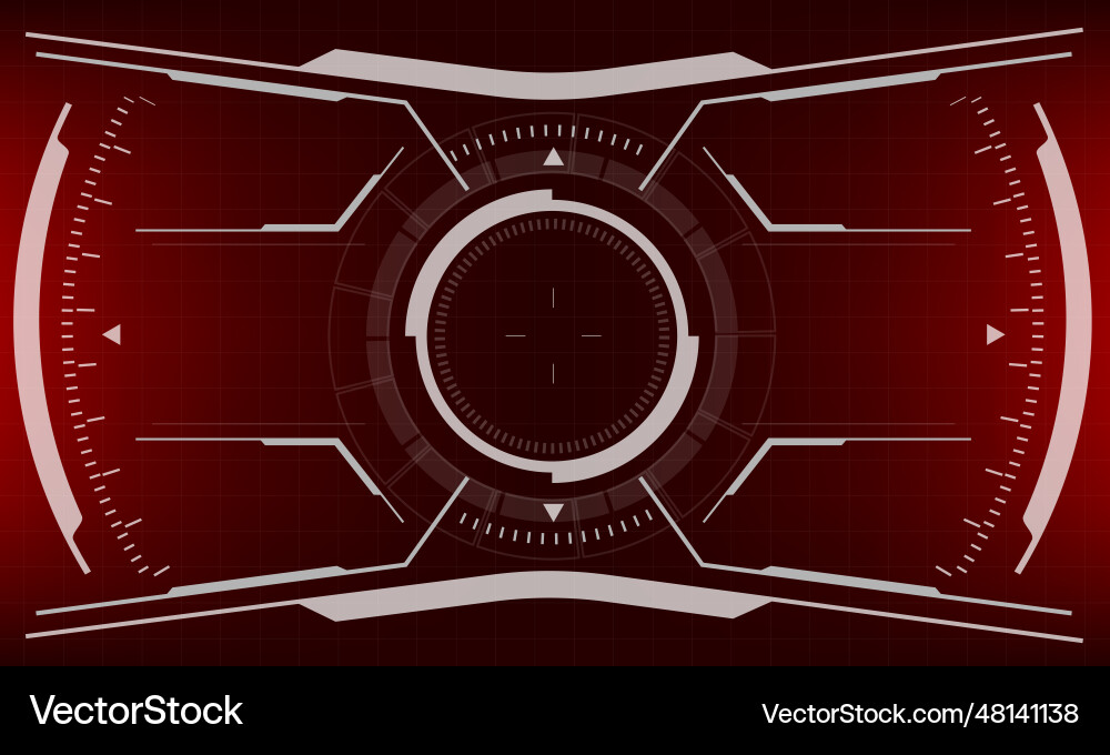 Hud sci-fi interface screen view red design Hud sci-fi interface screen view red design vector image