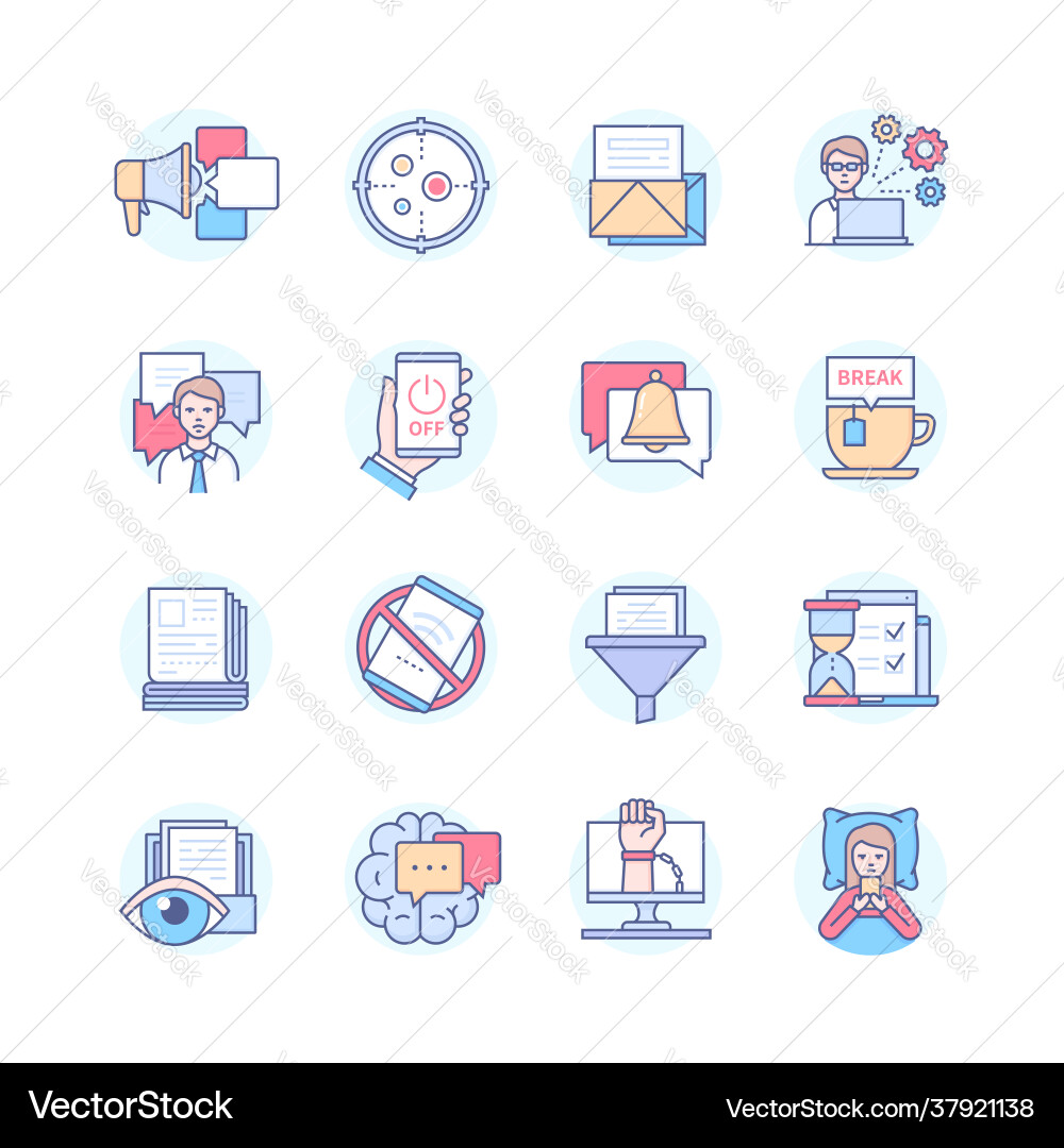 Information overload - line design style icons set Information overload - line design style icons set vector image