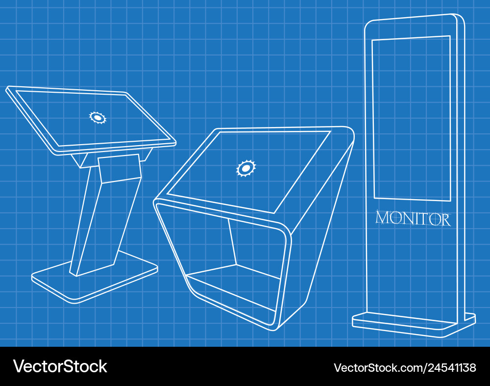 Interactive Kiosk Blueprint vector image