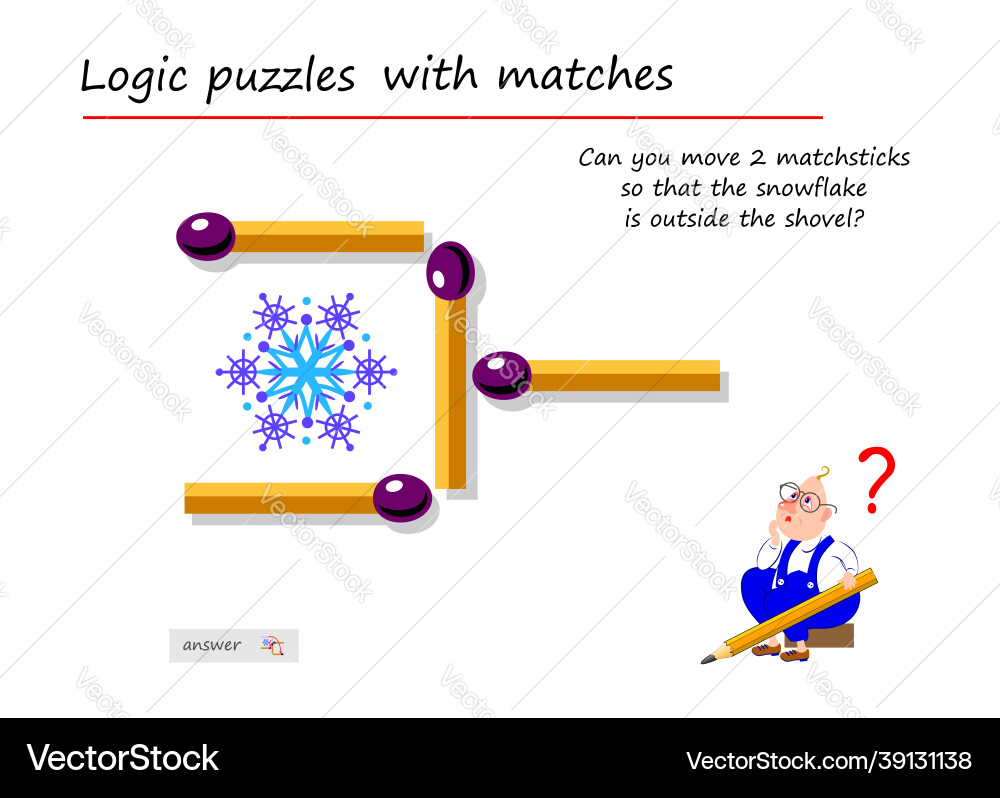 Matchstick Logic Puzzle - Snowflake Challenge Vector Image