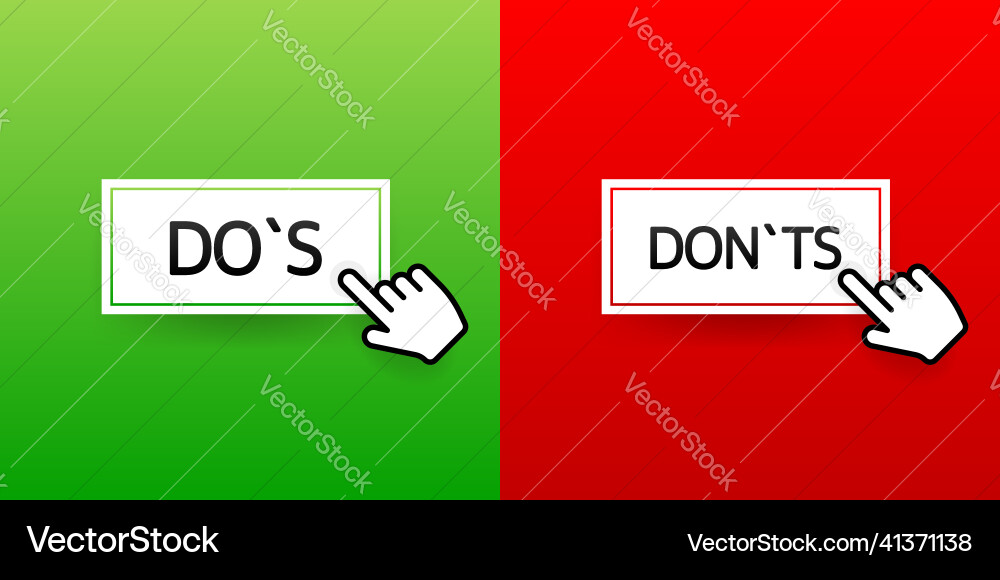 Prüfzeichen ui Knopf mit Dosen und Donts flach Prüfzeichen ui Knopf mit Dosen und Donts flach vektorbild