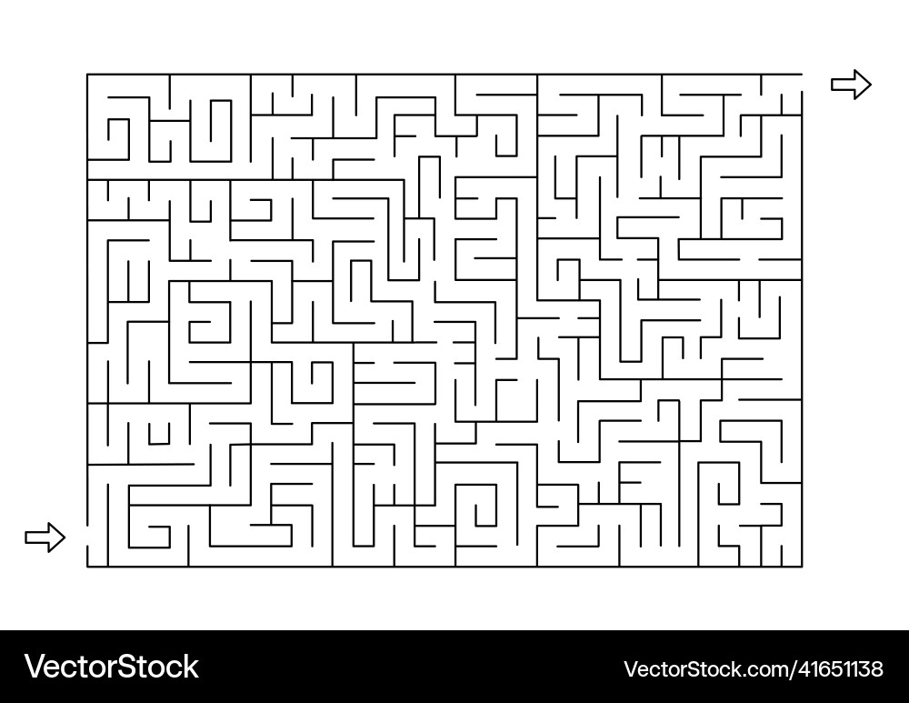 Rectangle labyrinth with entry and exit line maze Rectangle labyrinth with entry and exit line maze vector image