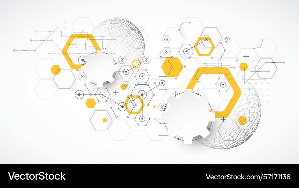Science and technology background using hexagon vector image