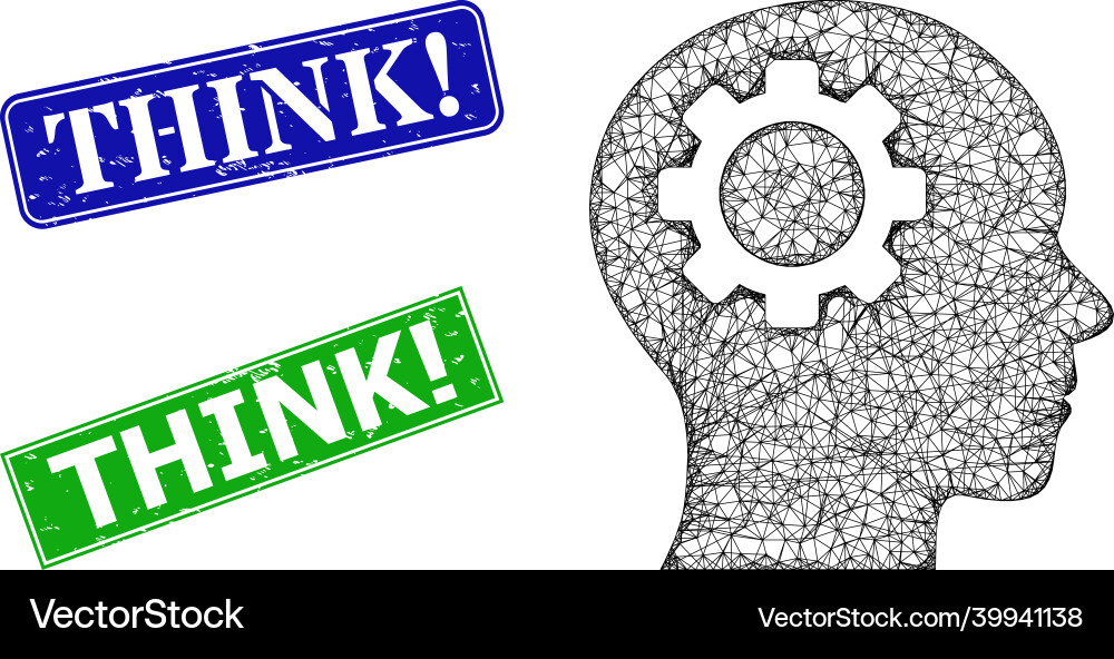 Scratched think warn stamps and triangular mesh Scratched think warn stamps and triangular mesh vector image