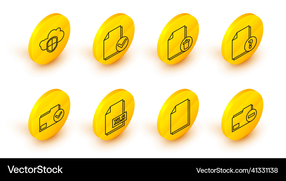 Set line document folder with minus xls file Set line document folder with minus xls file vector image