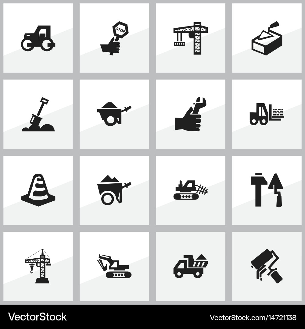 Set of 16 editable building icons includes vector image