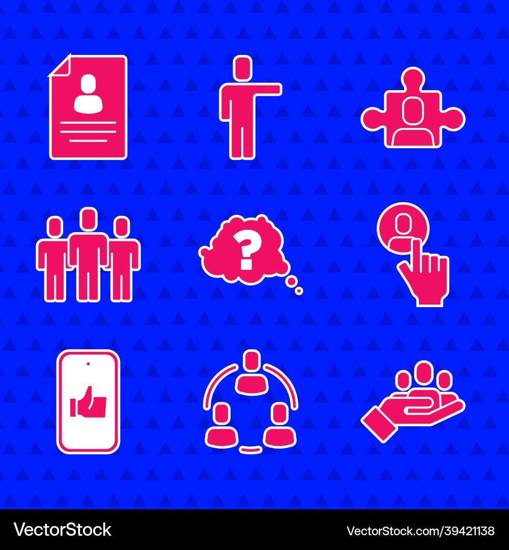 Set question mark project team base hand vector image