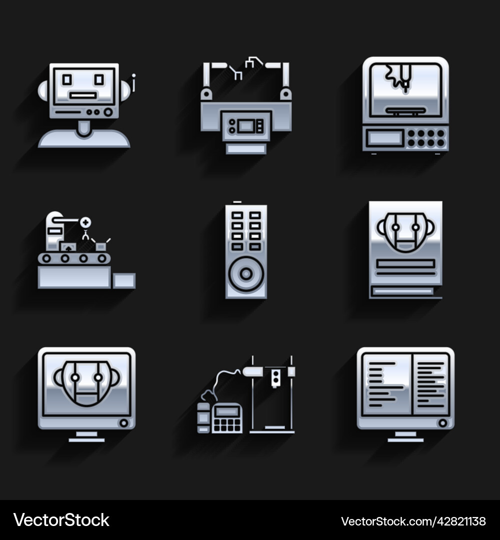 Set remote control 3d printer computer monitor Set remote control 3d printer computer monitor vector image