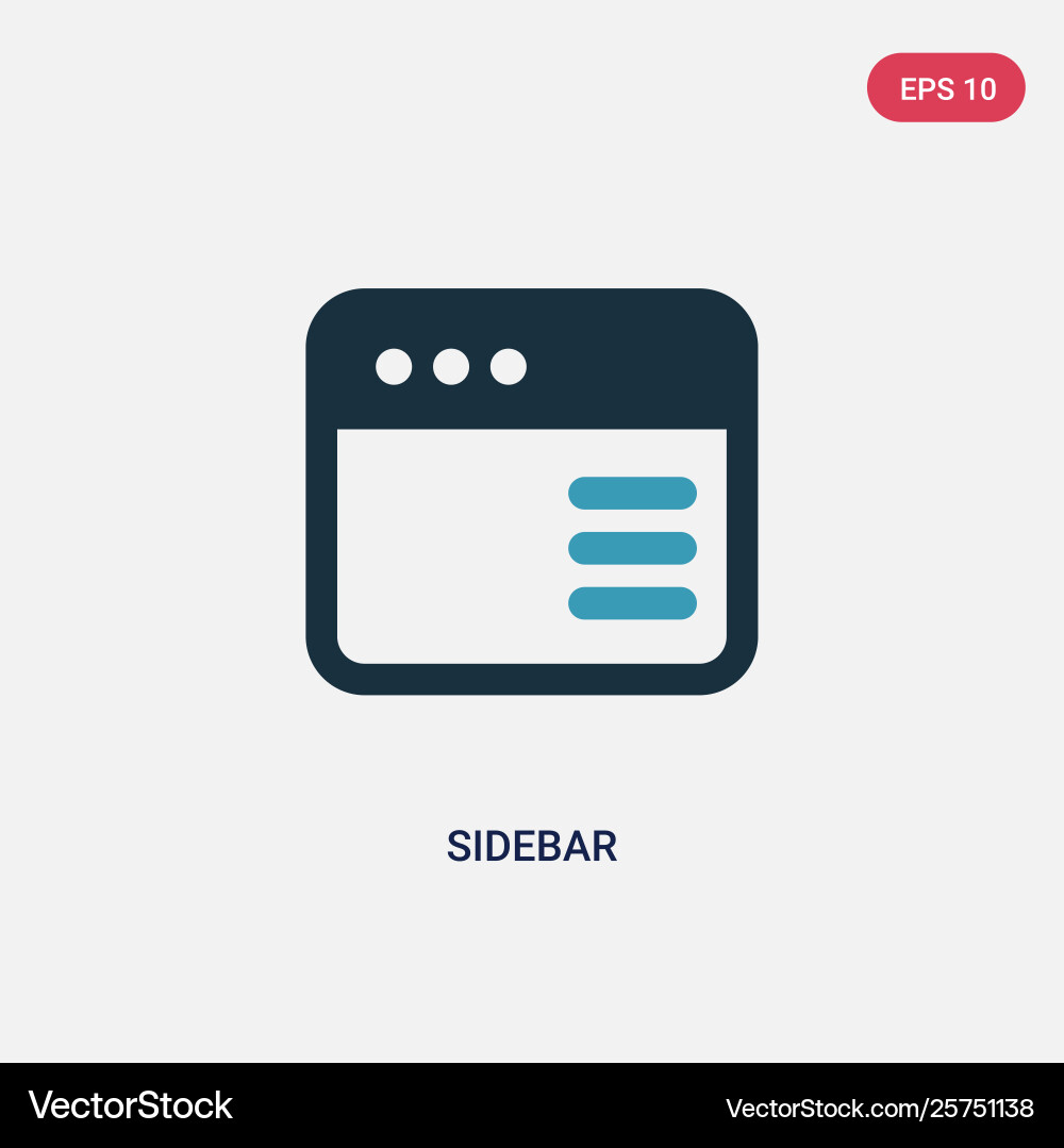 Two color sidebar icon from user interface vector image