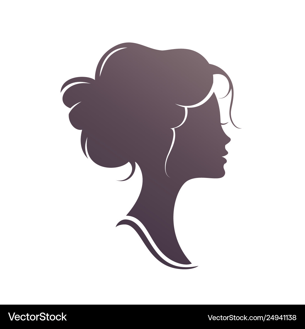 Womans hair style stylized silhouette beauty vector image