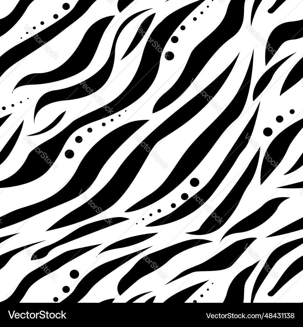 Zebra skin texture seamless pattern design vector image