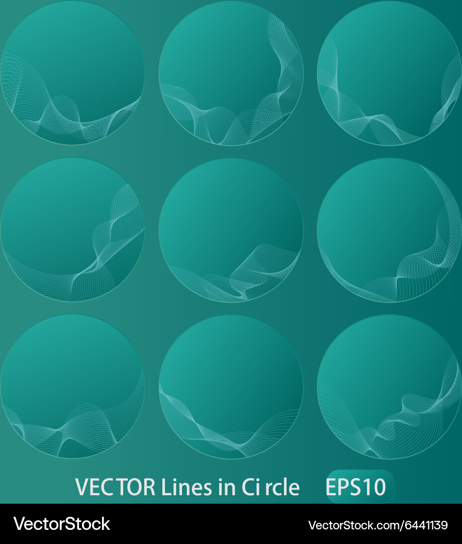 Abstract lines in circle buttons or backgrounds vector image