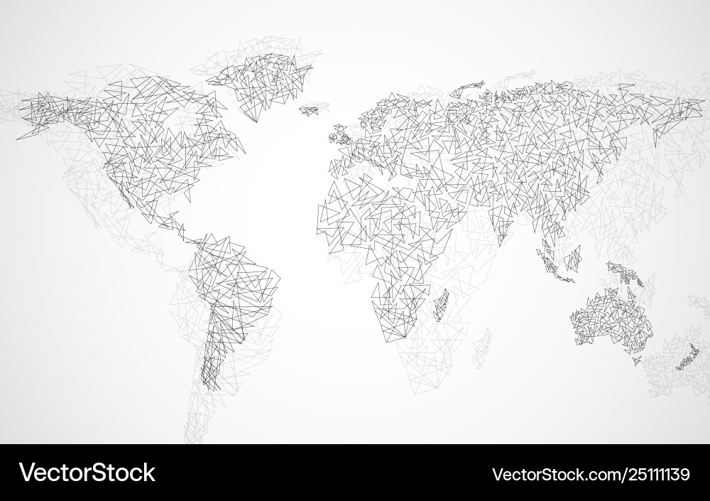 Abstract polygonal world map with lines network vector image