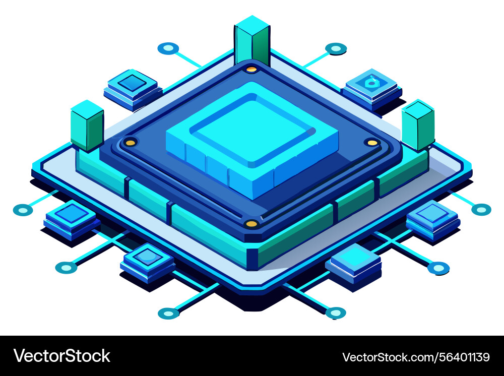Advanced technology microchip with glowing vector image