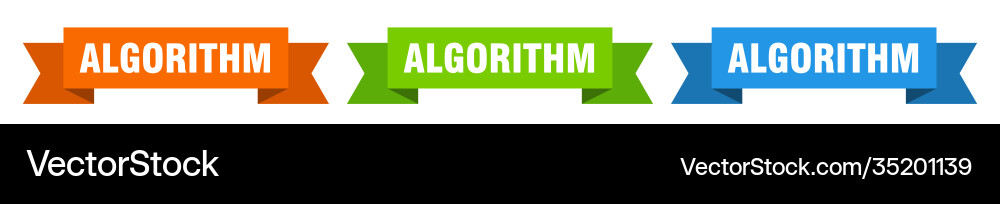 Algorithm ribbon isolated paper sign Vector Image