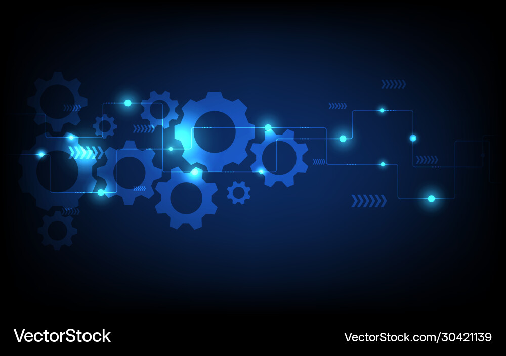 Cogs and gear wheel mechanisms hi-tech digital Vector Image