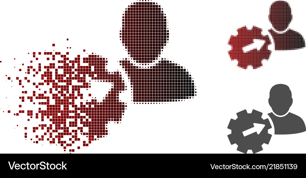 Dissolved pixel halftone user integration api gear Dissolved pixel halftone user integration api gear vector image