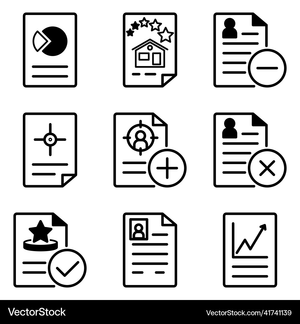 Docs1-2 flat icon set isolated on white background Docs1-2 flat icon set isolated on white background Vector Image