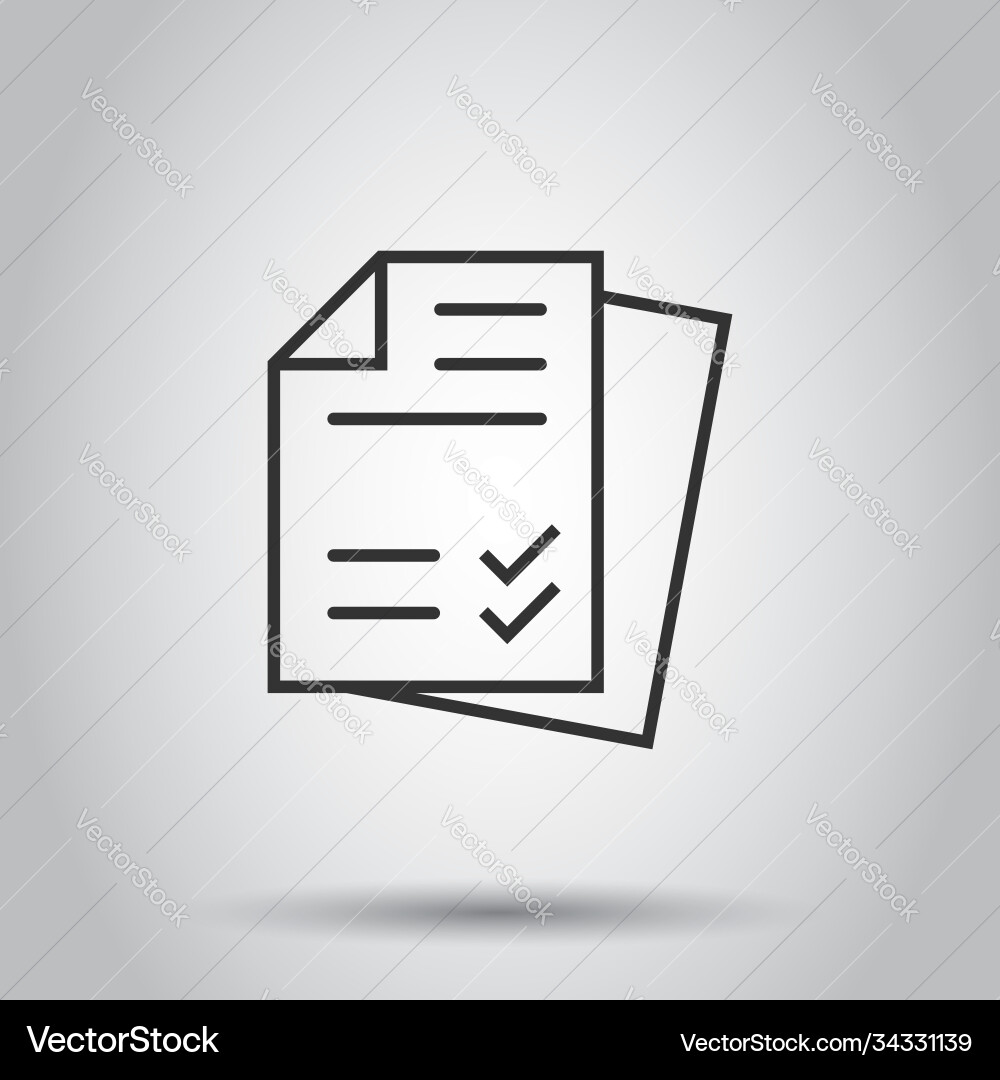 Document checklist icon in flat style report Vector Image