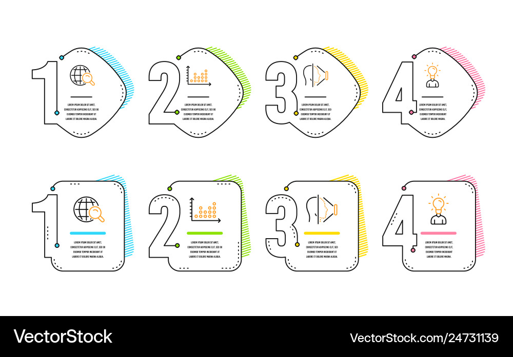 Dot plot face id and internet search icons set Dot plot face id and internet search icons set vector image