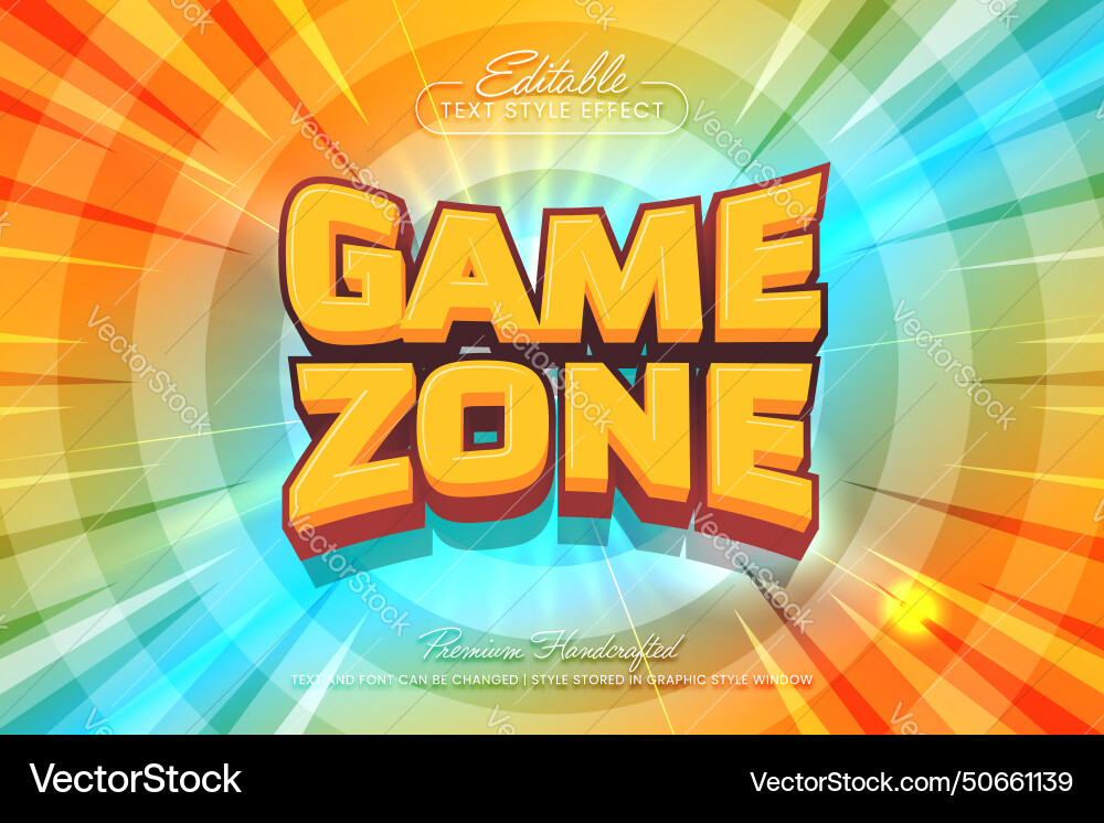 Game zone 3d text effect graphic style editable Game zone 3d text effect graphic style editable vector image