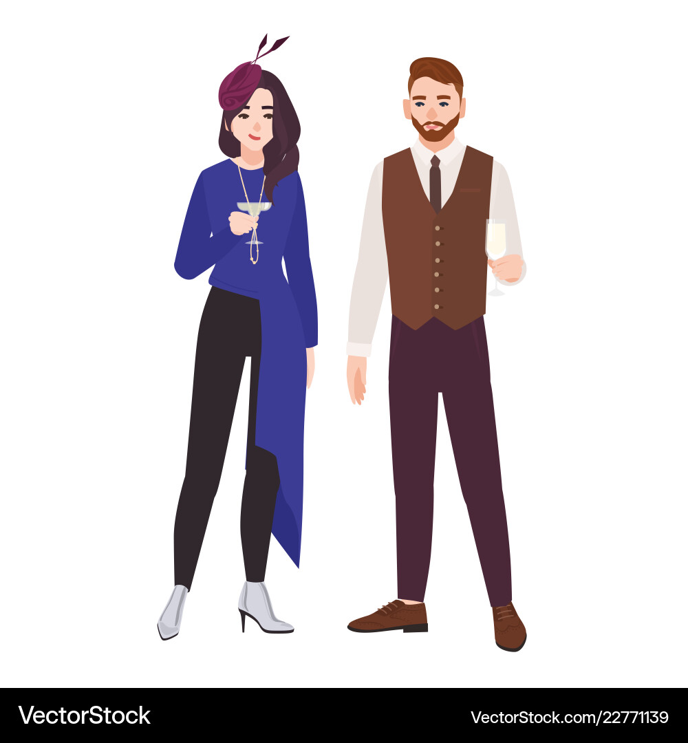 Junge romantische Paar gekleidet in elegant stilvoll Junge romantische Paar gekleidet in elegant stilvoll vektorbild