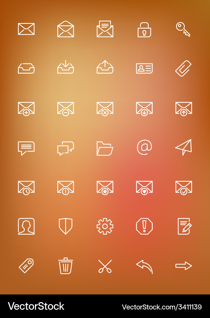 Mail Icon Set - Line Style vector image
