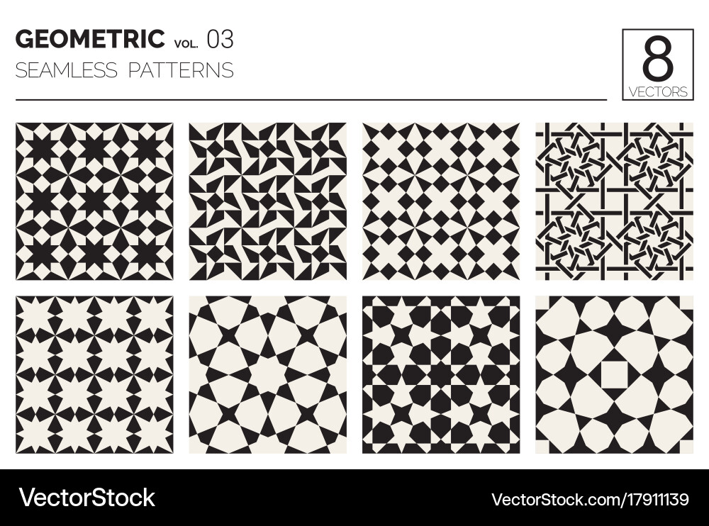 Minimal geometric seamless patterns set vector image