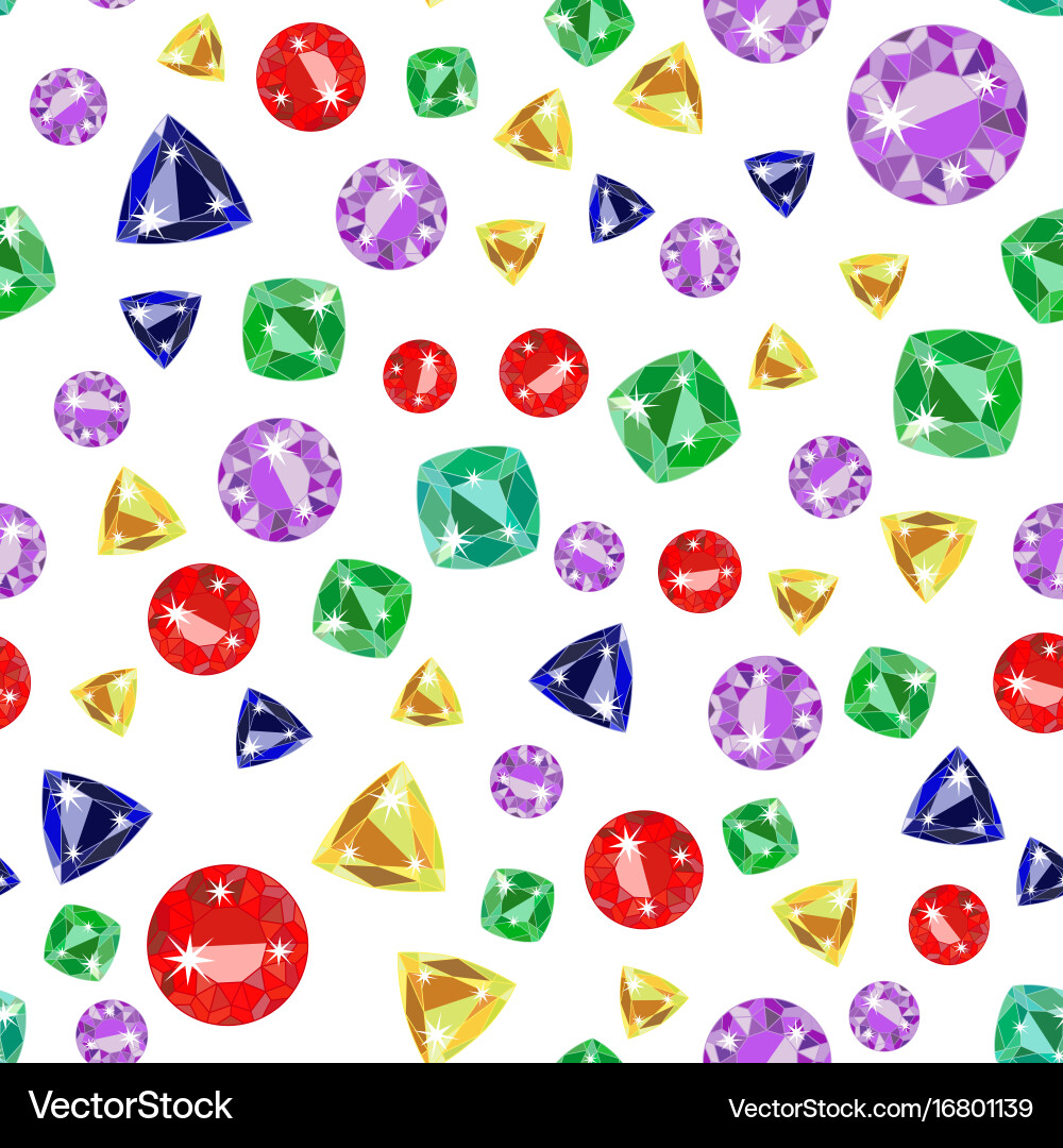 Seamless pattern with colored precious gems Vector Image