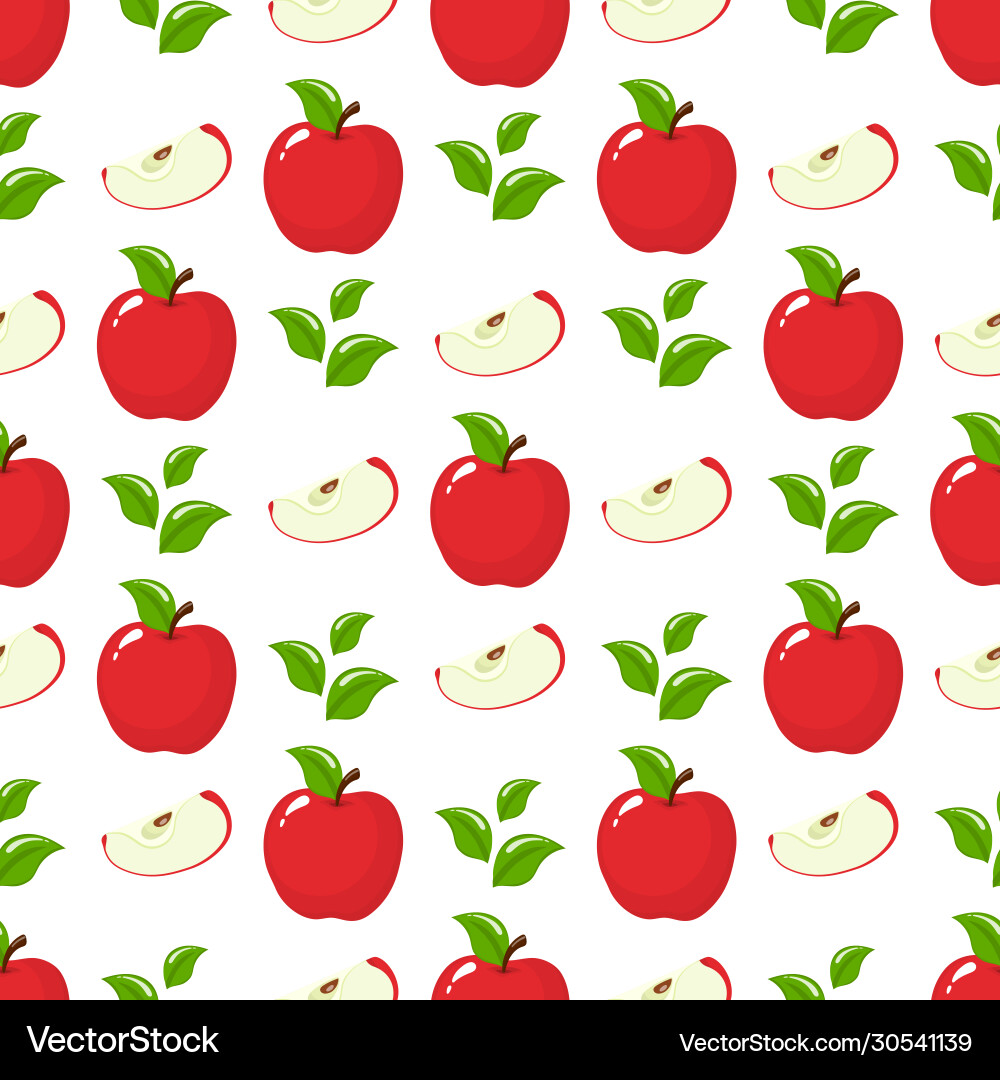 Seamless pattern with red whole slice apples Seamless pattern with red whole slice apples Vector Image