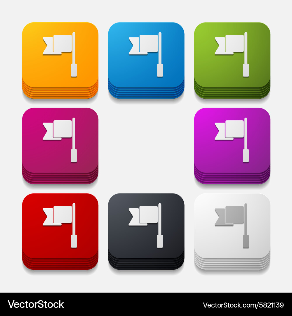 Square button flag Vector Image