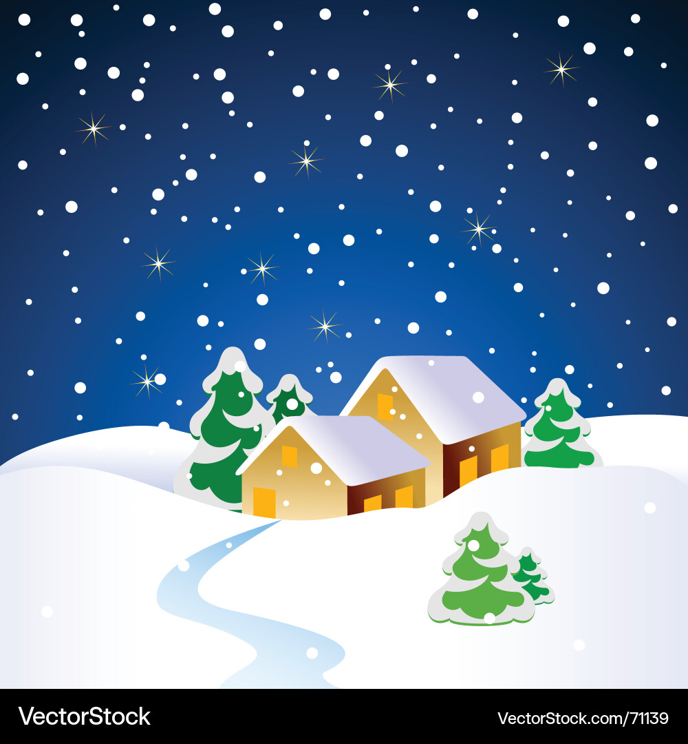 Winter Cottage Christmas Scene Vector Image