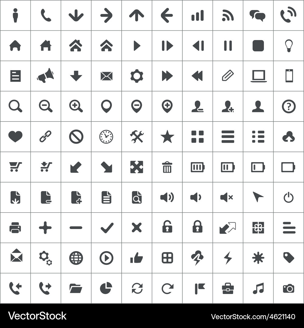 100 Mobile & Web UI Icon Set vector image
