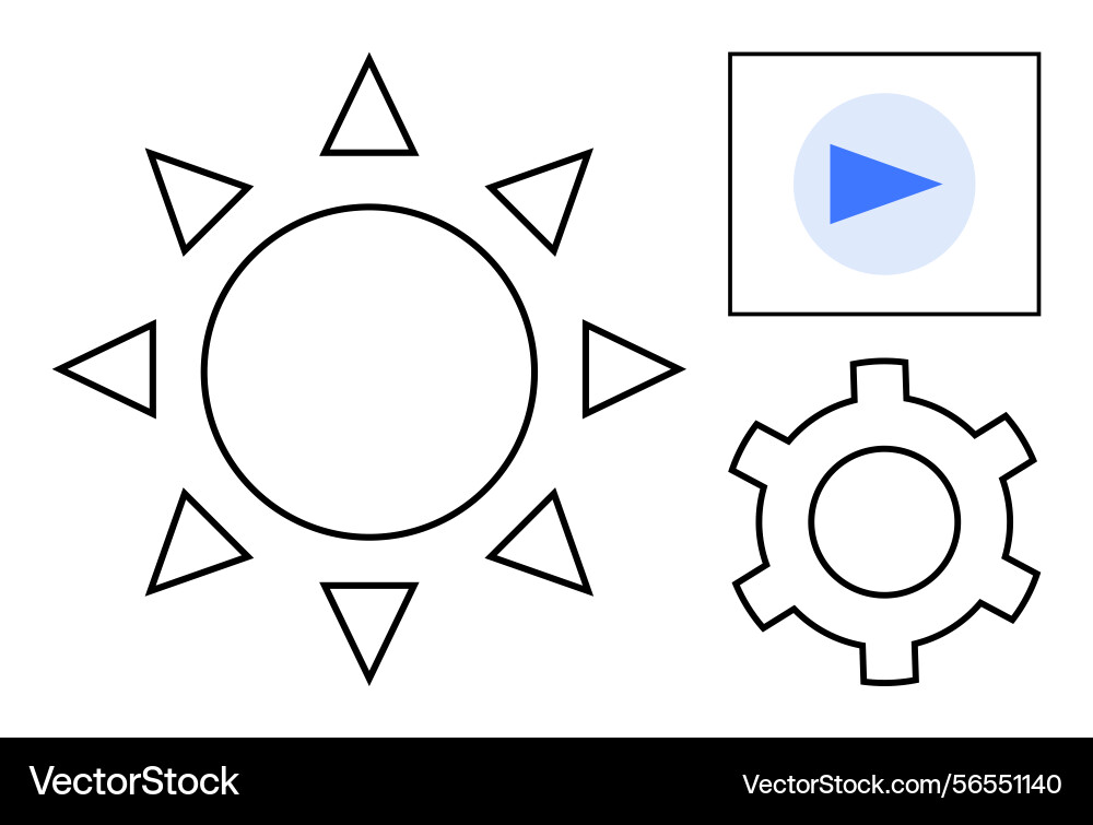 Abstract sun play button within a square Abstract sun play button within a square vector image