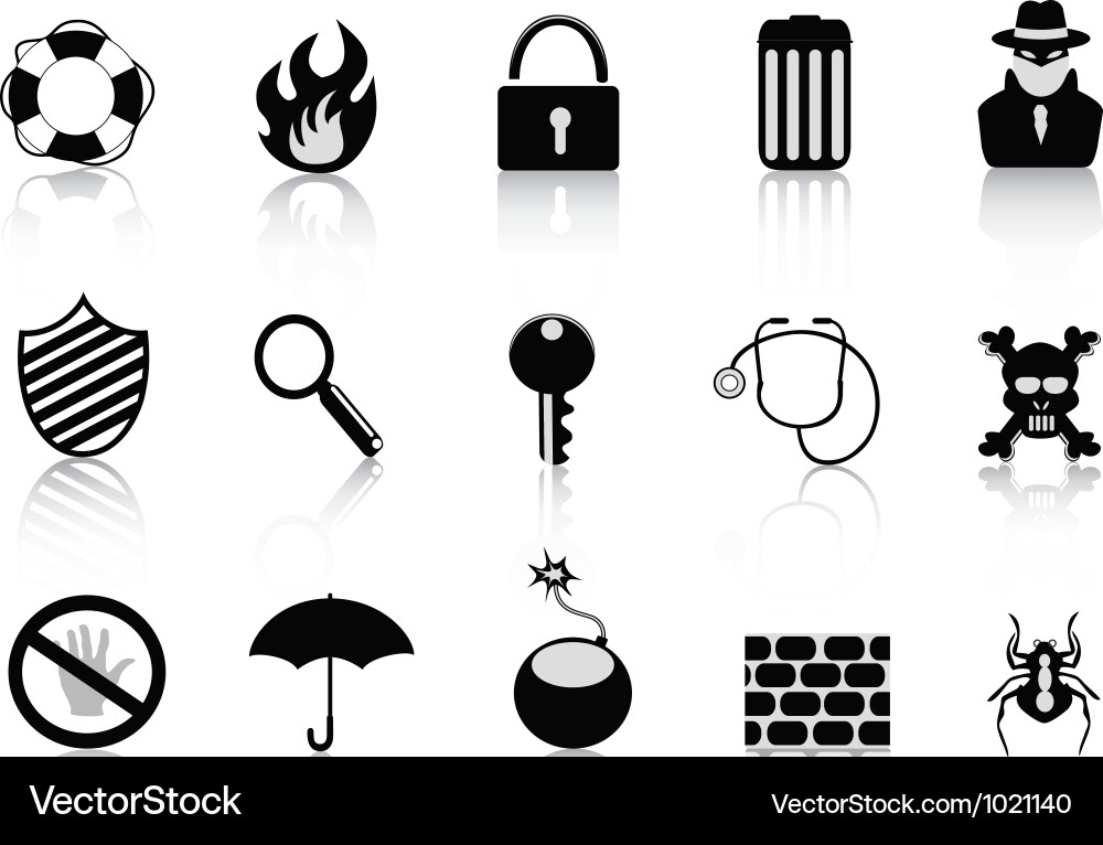 Black Security Icon Collection Vector Image