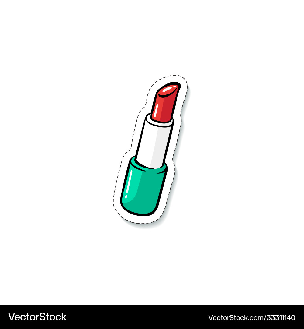 Cartoon rote Lippenstift Doodle Aufkleber isoliert Cartoon rote Lippenstift Doodle Aufkleber isoliert vektorbild